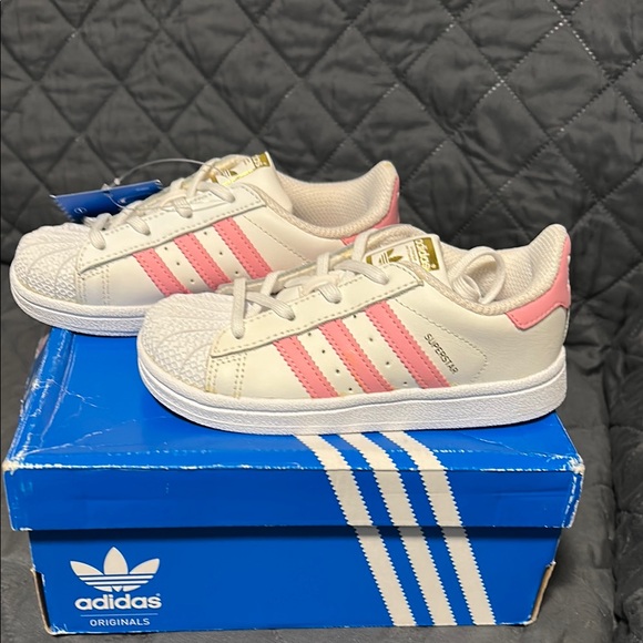 Adidas Kids Superstar Sneakers - Cream and Pink - Picture 2 of 3